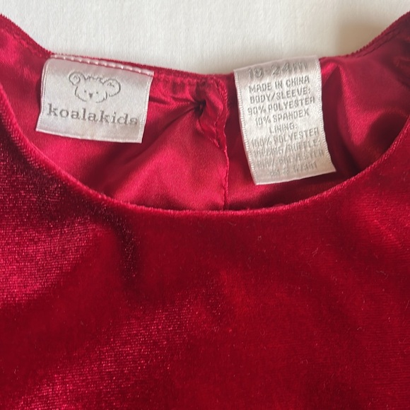Koala Kids Red Long Sleeve Velvet Christmas Dress Size 18-24 Months - Picture 3 of 6